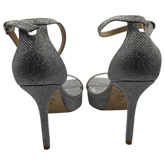 Stuart Weitzman Nudist Party 95 Ankle Strap Platform Heels Sandals Silver 9.5 - Picture 4 of 9